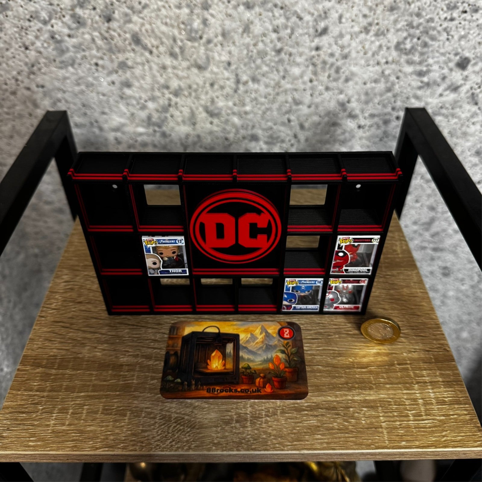 Display Shelf for Bitty Pop DC themed black red
