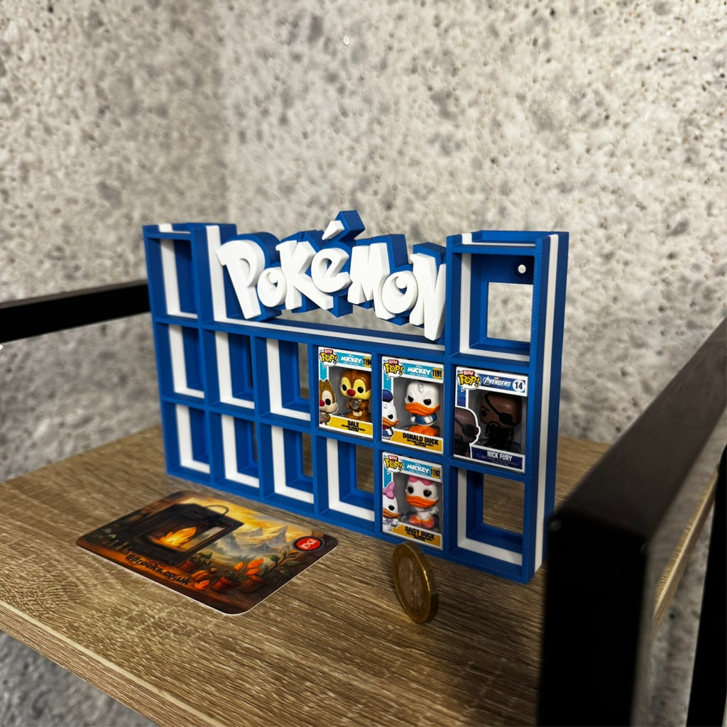 Display Shelf for Bitty Pop Pokemon themed 16 slots unit (water edition)