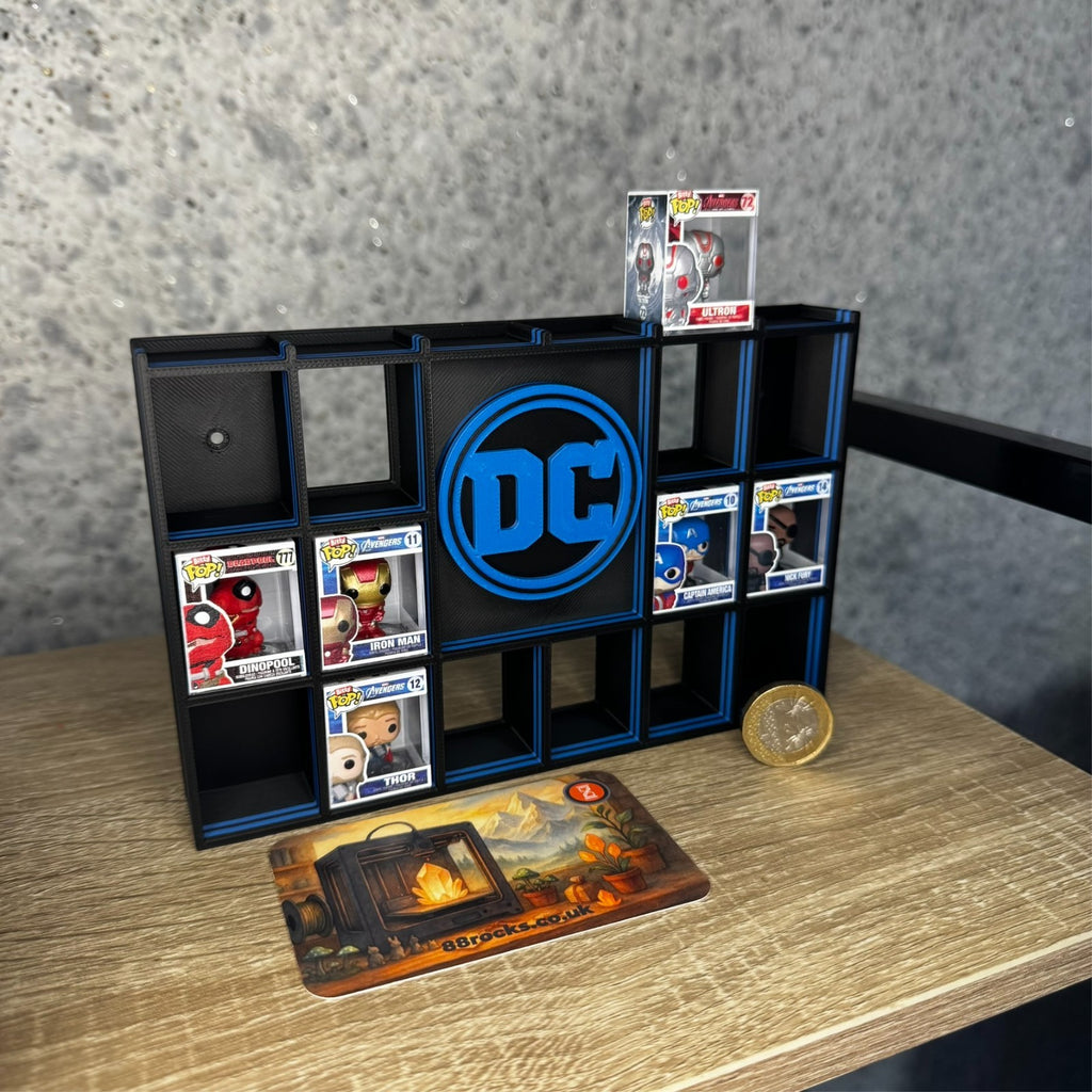 Display Shelf for Bitty Pop DC themed black blue