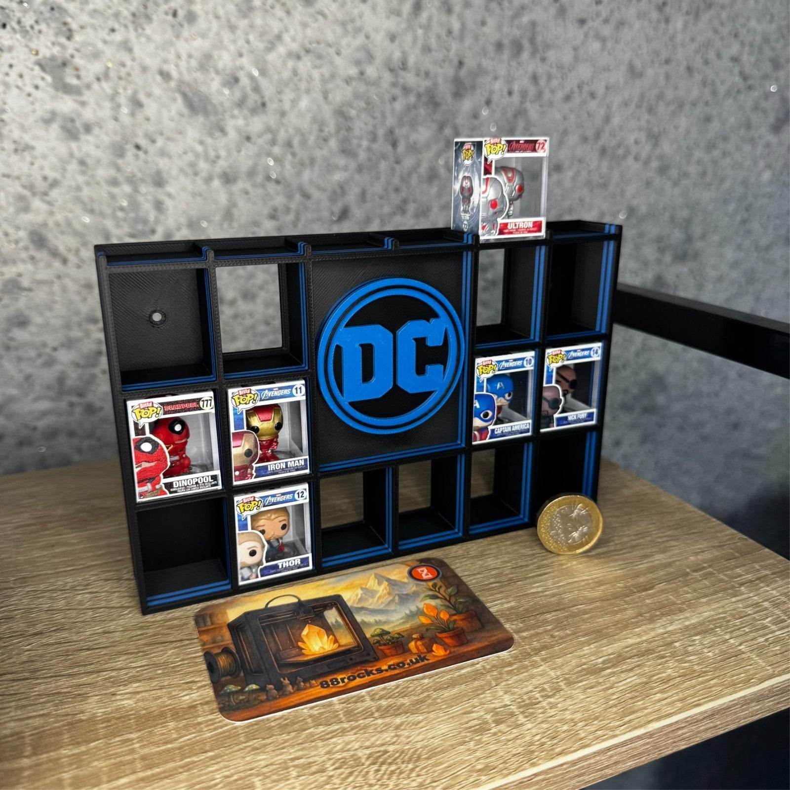 Display Shelf for Bitty Pop DC themed black blue
