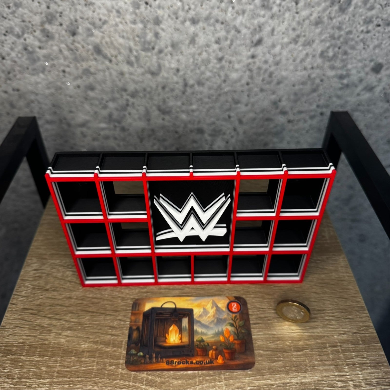 Display Shelf for Bitty Pop collection organizer in WWE themed design