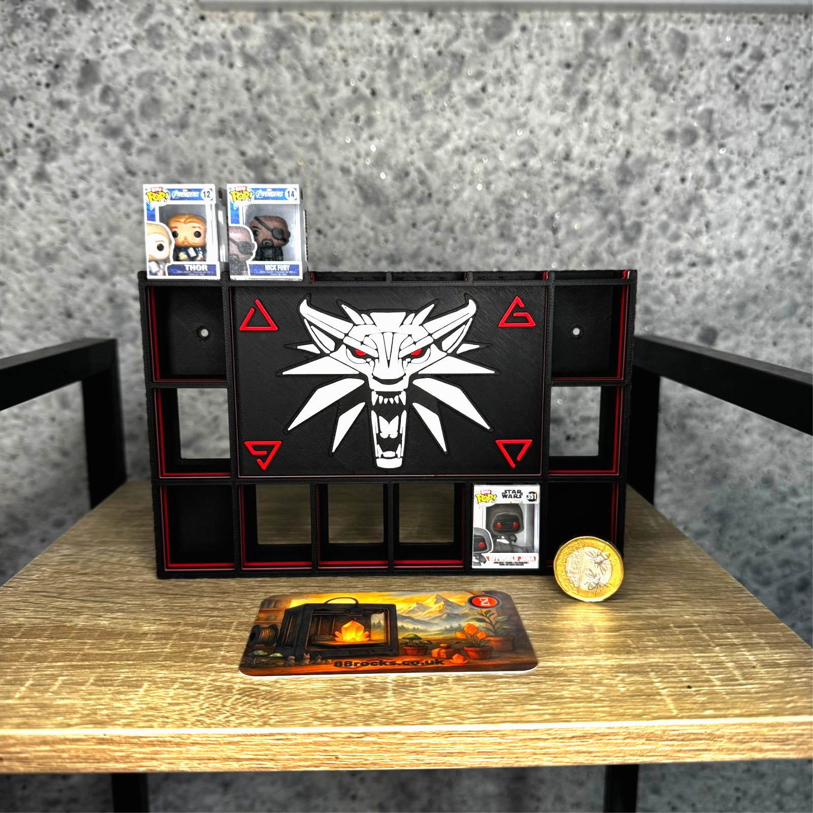 Display Shelf for Bitty Pop The Witcher themed, 16 slots