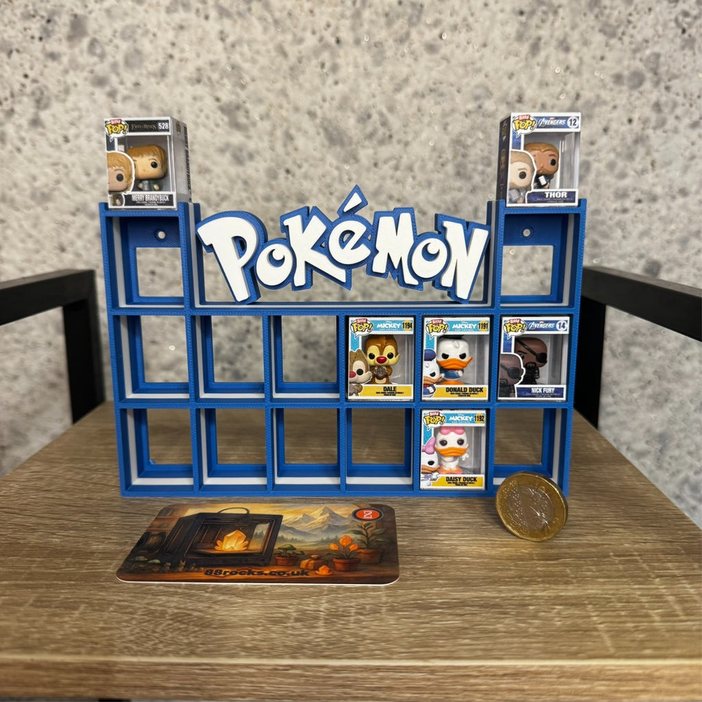Display Shelf for Bitty Pop Pokemon themed 16 slots unit (water edition)