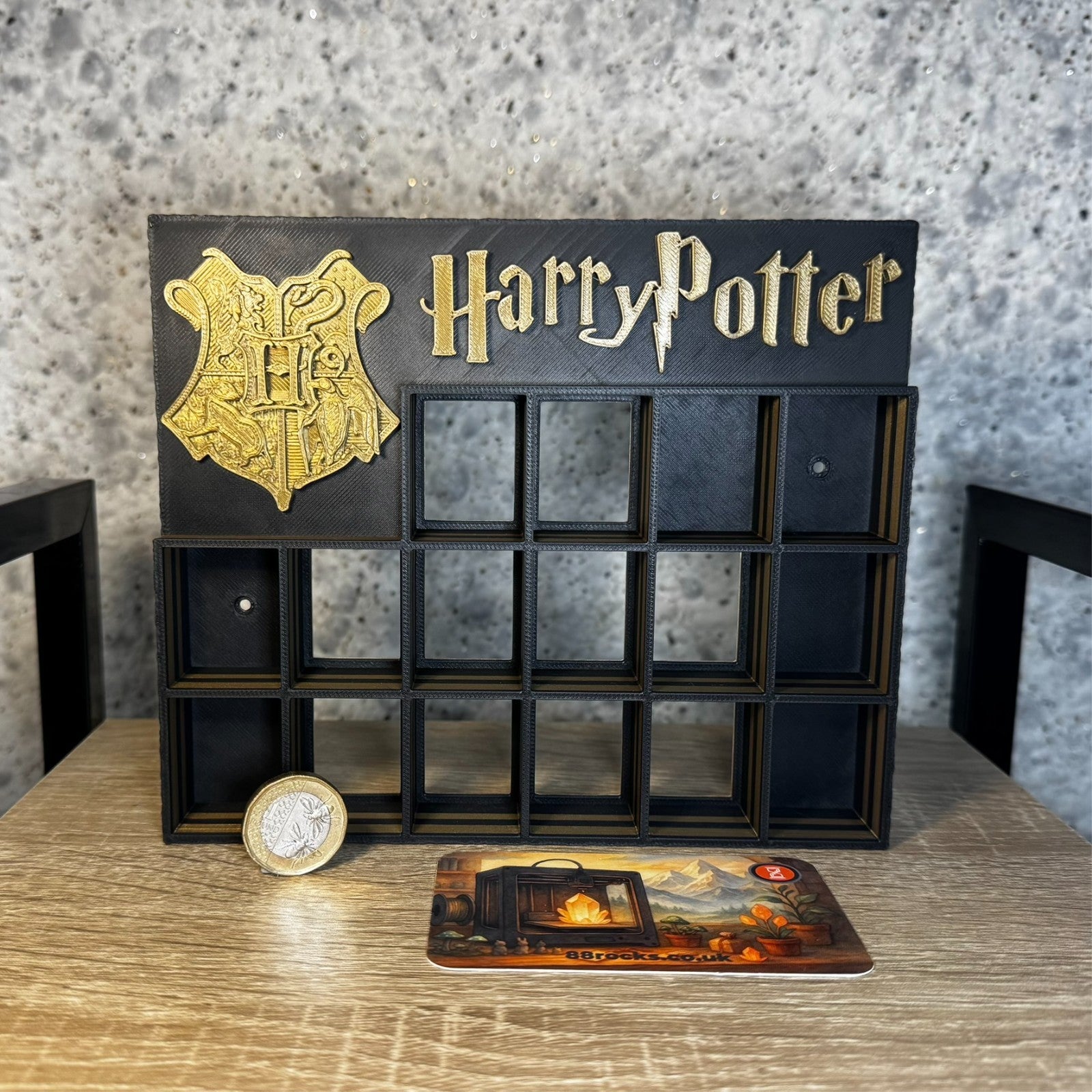 Display Shelf Organizer for 16 Bitty Pop boxes Harry Potter themed.