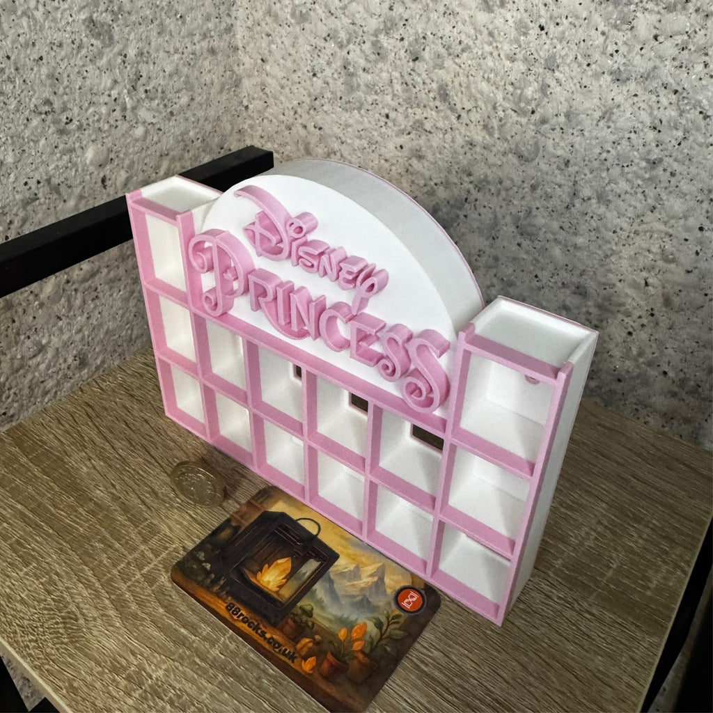 Display Shelf for Bitty Pop mini figures in Disney Princess theme pink white