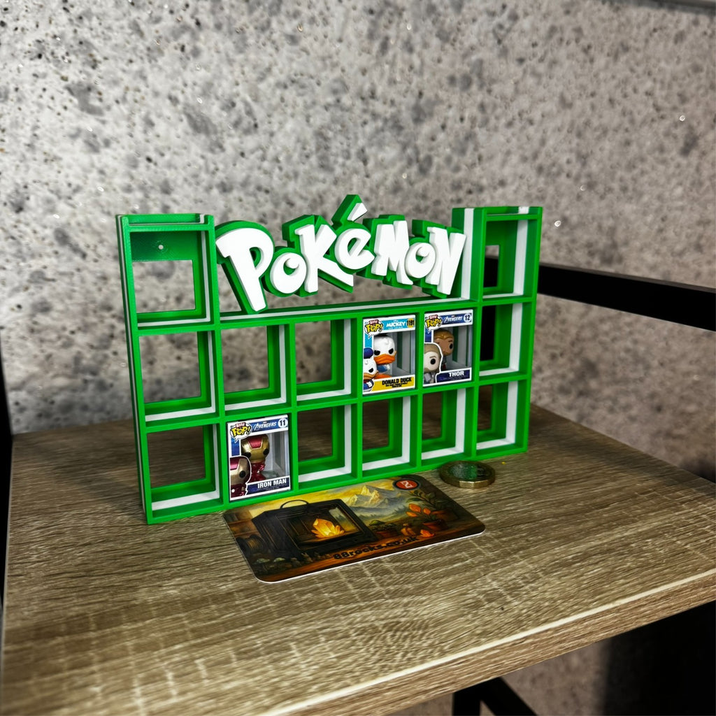 Display Shelf for Bitty Pop Pokemon themed 16 slots unit  (grass edition)