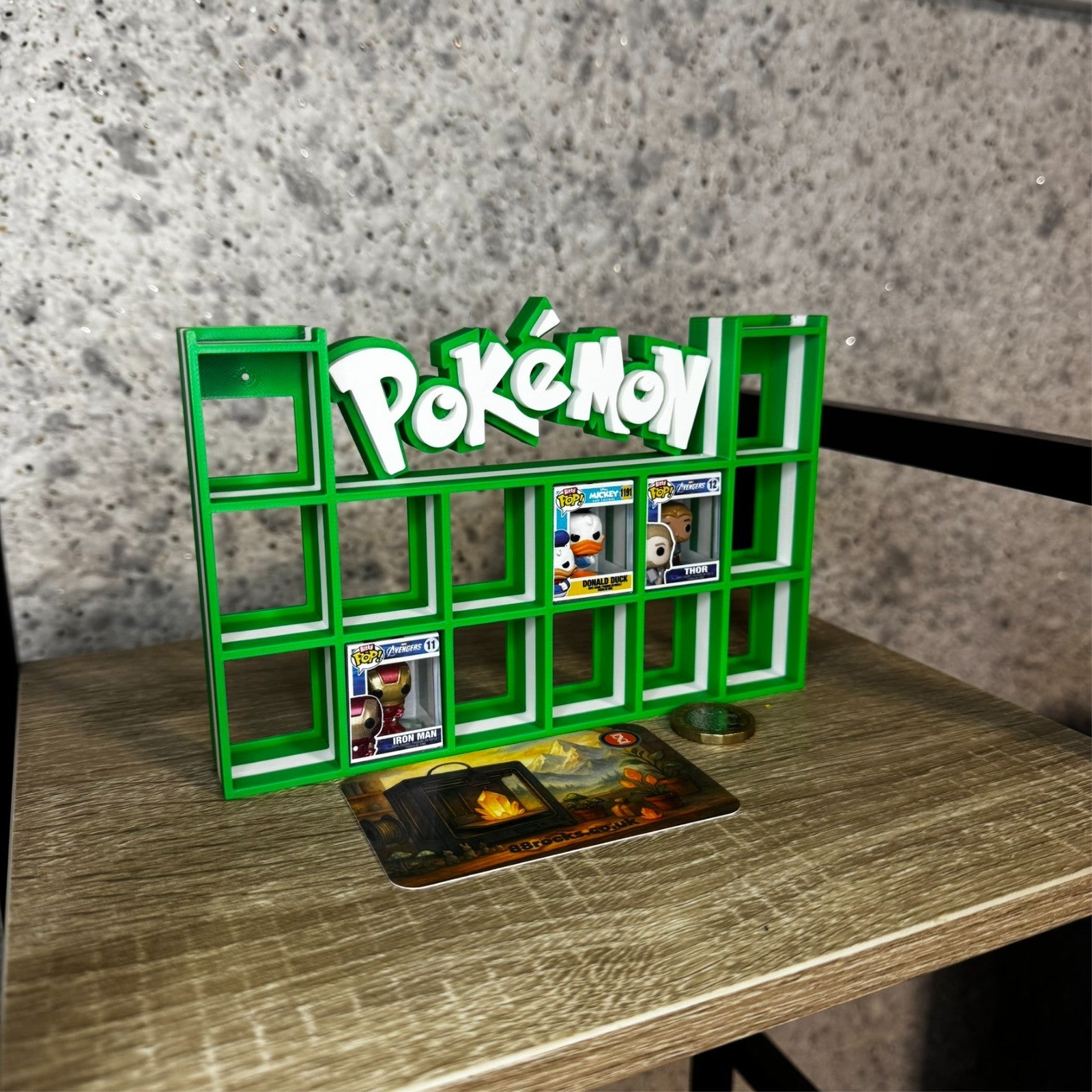 Display Shelf for Bitty Pop Pokemon themed 16 slots unit  (grass edition)