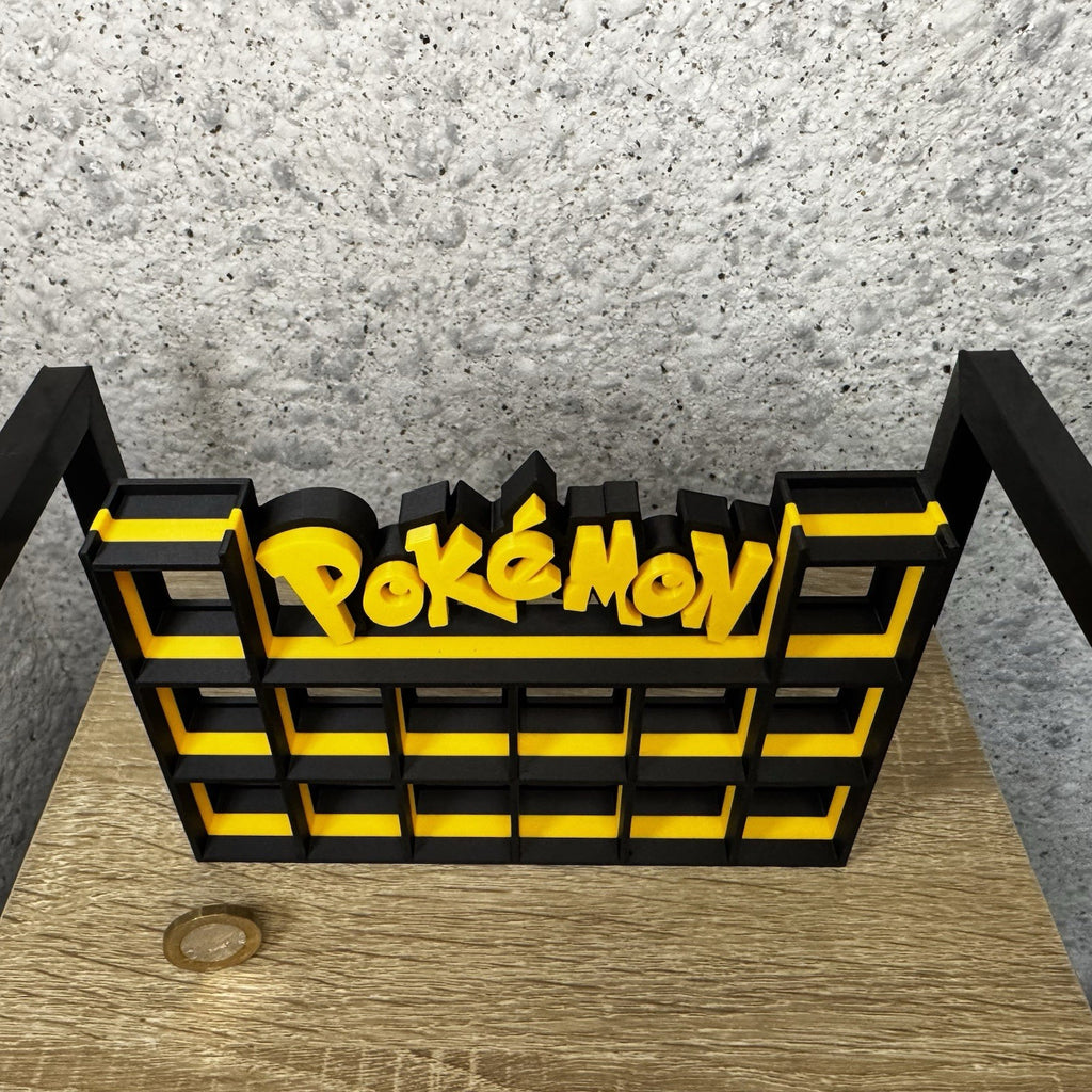 Display Shelf for Bitty Pop Pokemon themed yellow Black 16 slots unit organizer