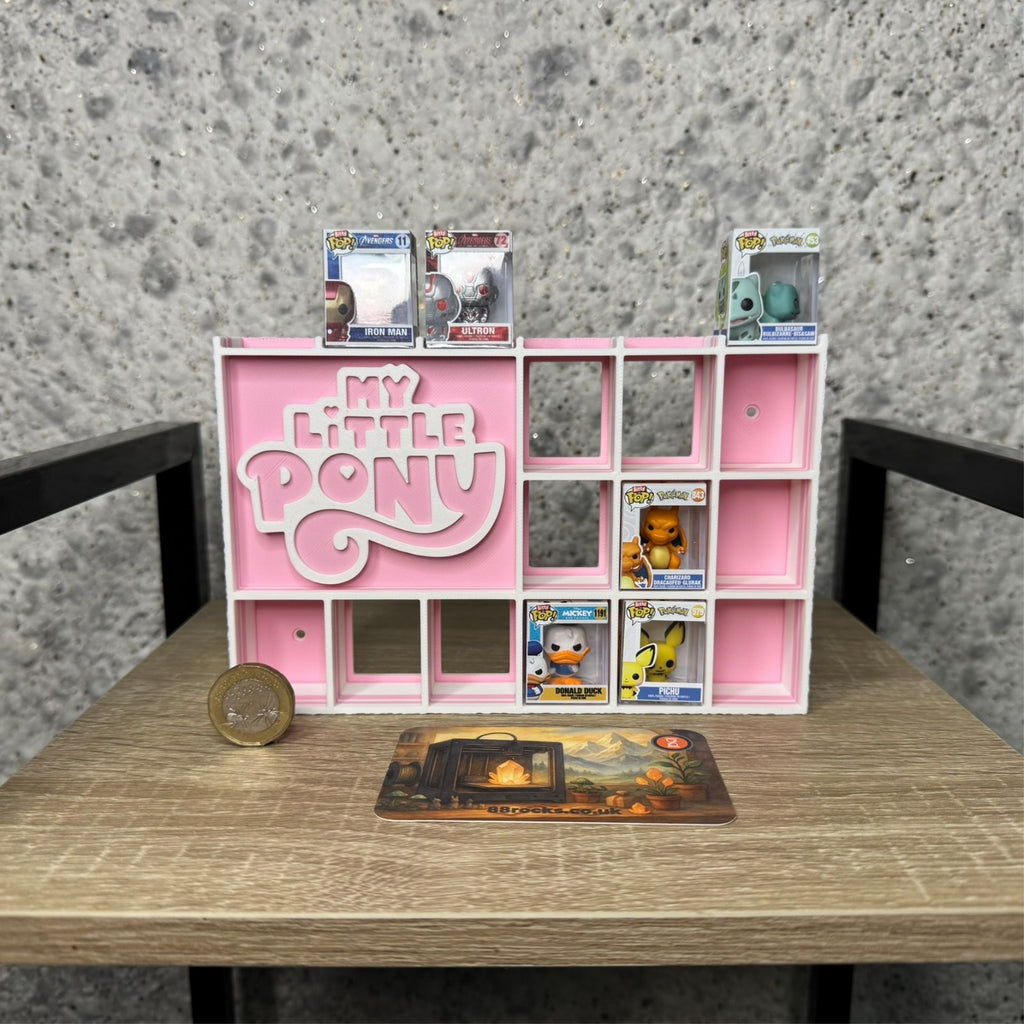 Display Shelf for Bitty Pop boxes My Little Pony themed Pink and White