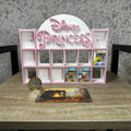 Display Shelf for Bitty Pop mini figures in Disney Princess theme pink white