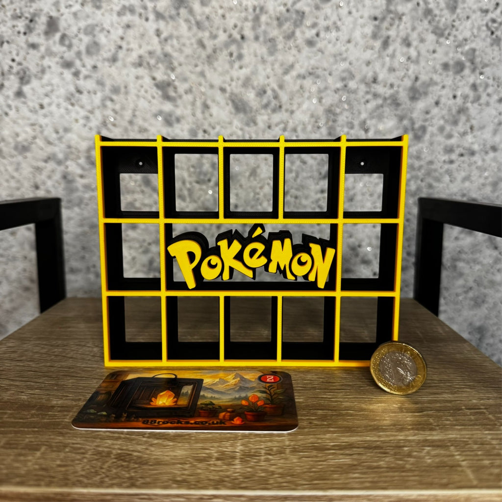 Display Shelf for Bitty Pop Pokémon theme 17 slots stand organizer black yellow