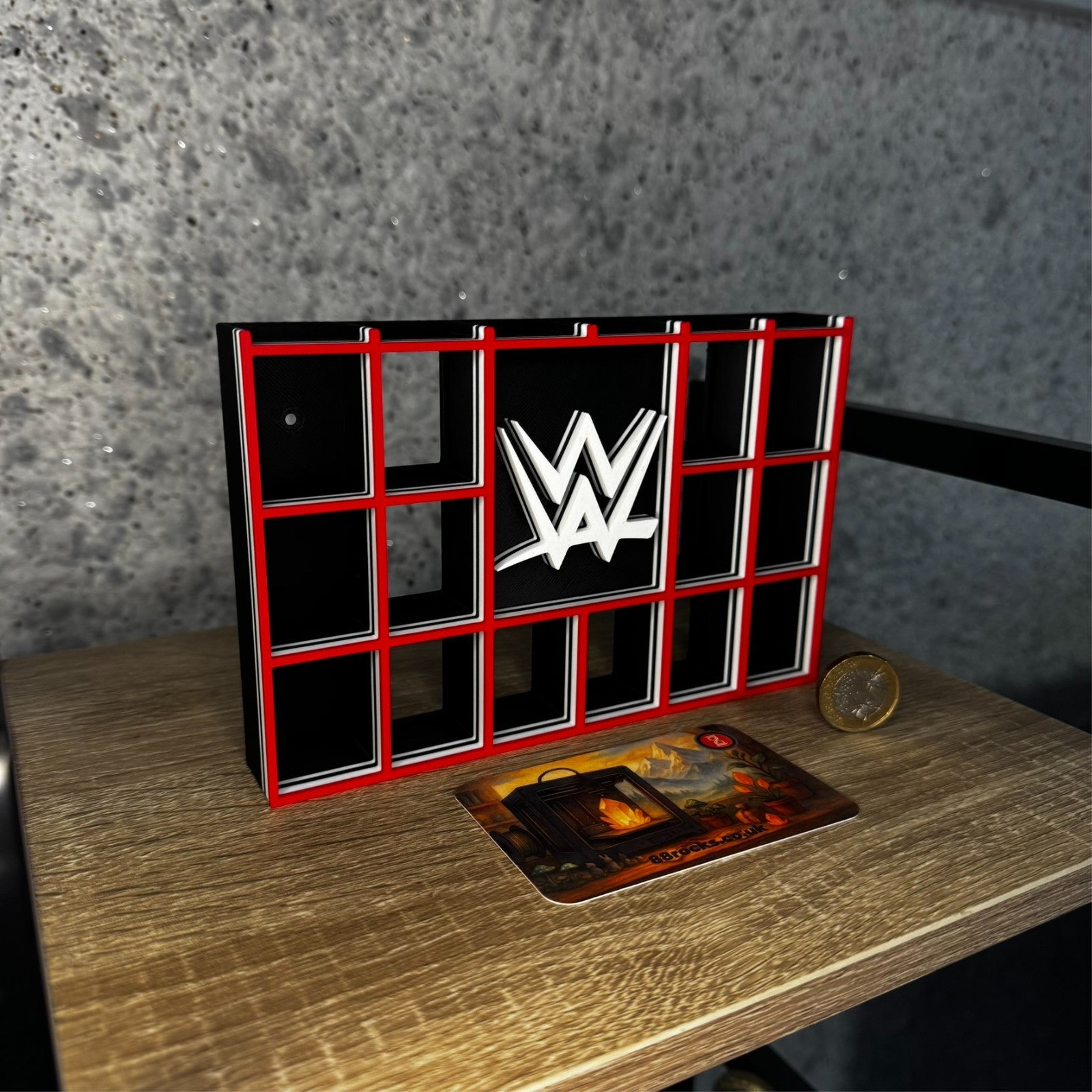 Display Shelf for Bitty Pop collection organizer in WWE themed design