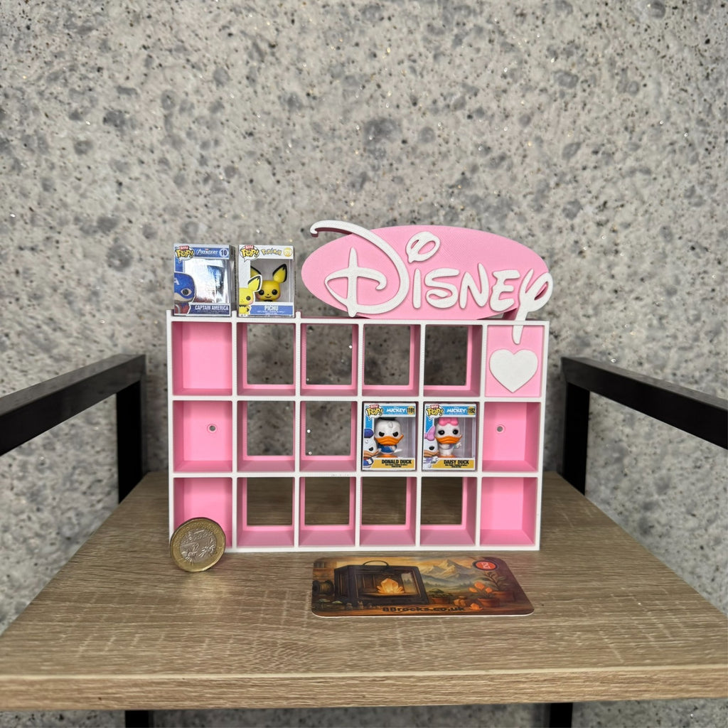 Shelf for Bitty Pop Disney themed 19 slots display pink white
