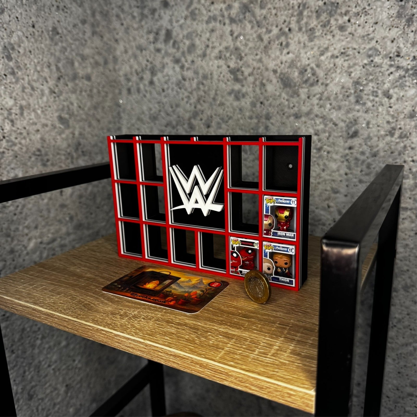 Display Shelf for Bitty Pop collection organizer in WWE themed design