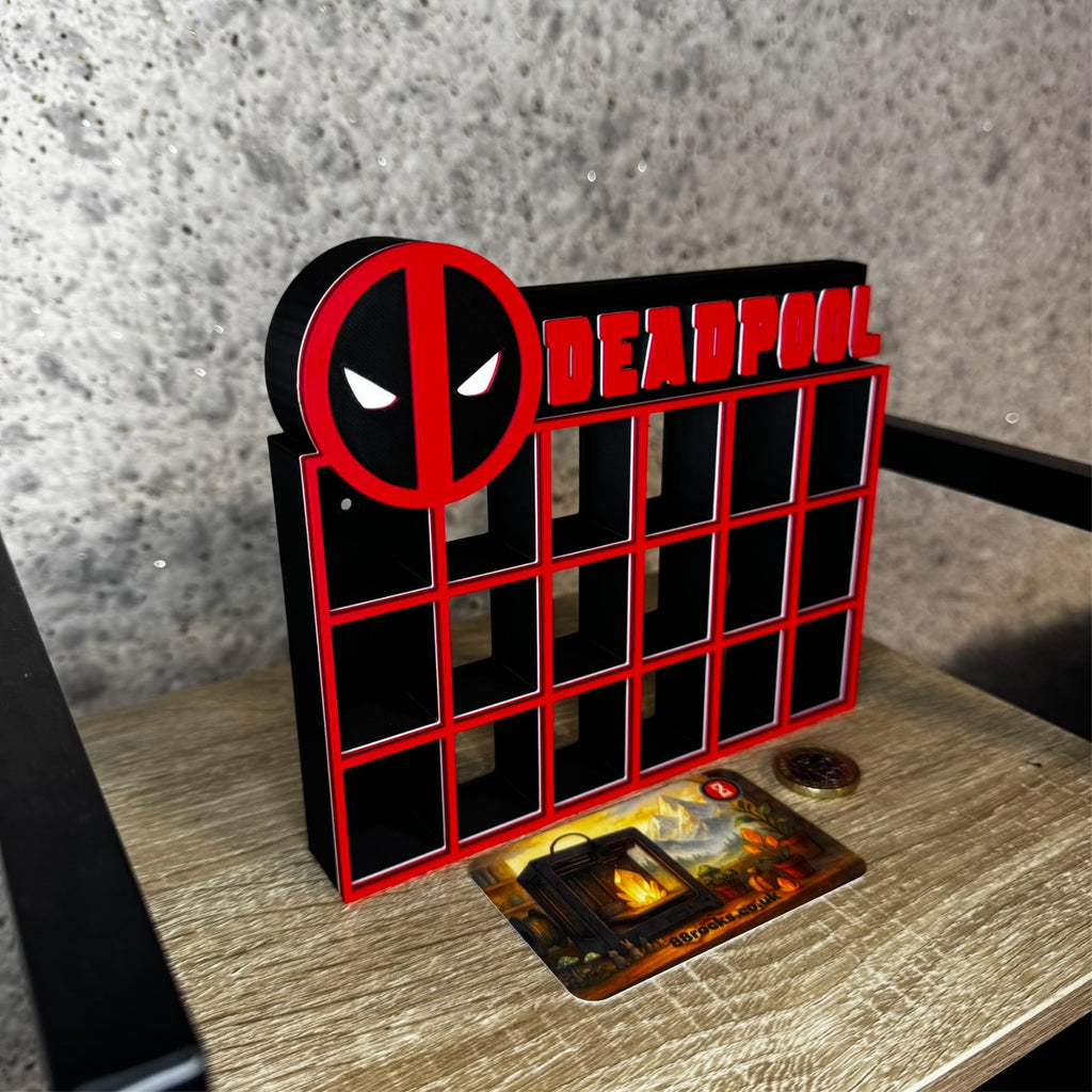 Display Shelf for Bitty Pop mini figures in Deadpool theme 16 slots organizer
