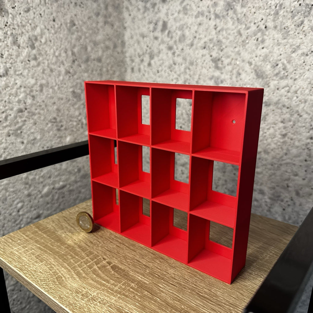 Display Shelf for Kinder Joy Figures — 12 Slots Red — Mini Toy Collector Stand