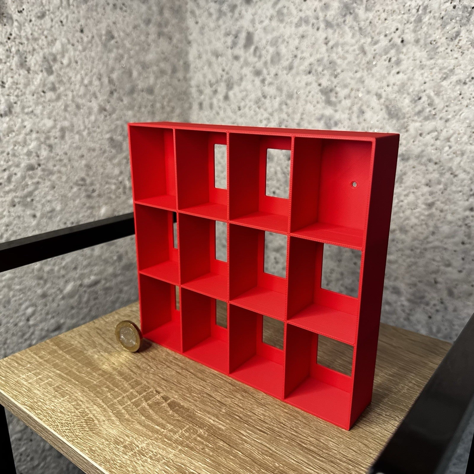 Display Shelf for Kinder Joy Figures — 12 Slots Red — Mini Toy Collector Stand