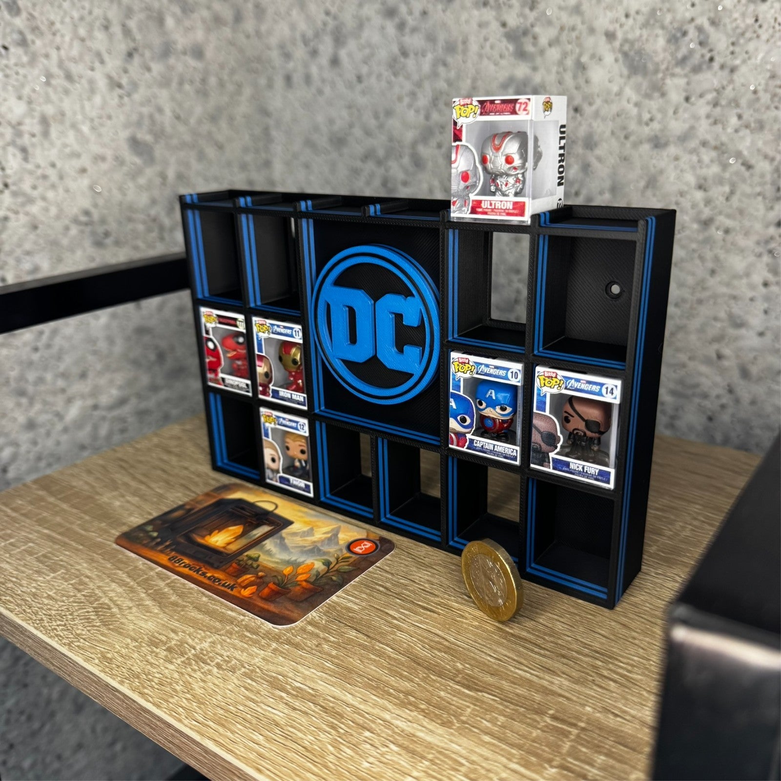 Display Shelf for Bitty Pop DC themed black blue