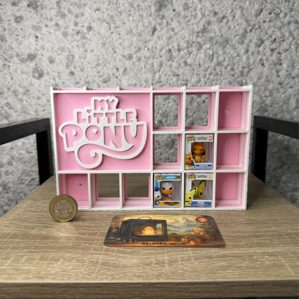 Display Shelf for Bitty Pop boxes My Little Pony themed Pink and White