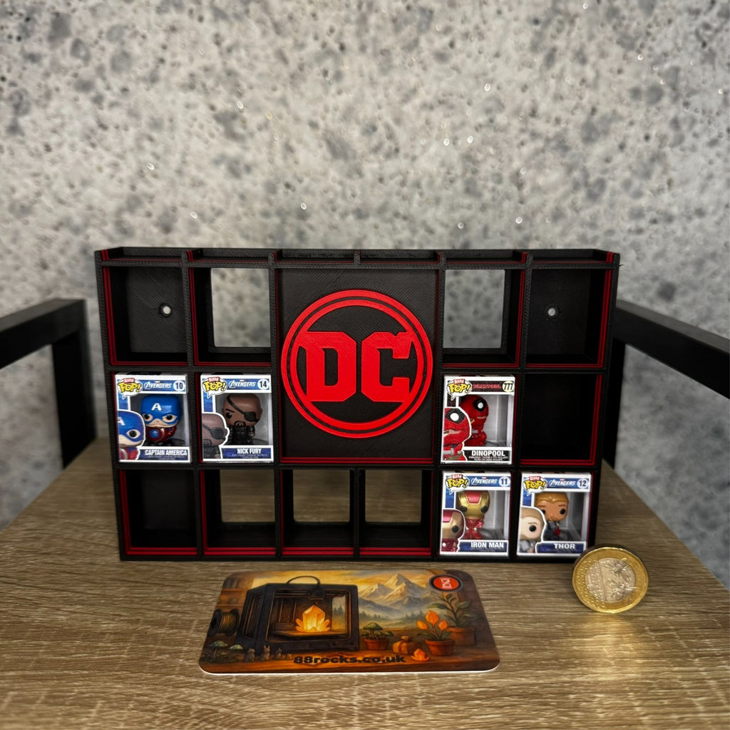 Display Shelf for Bitty Pop DC themed black red
