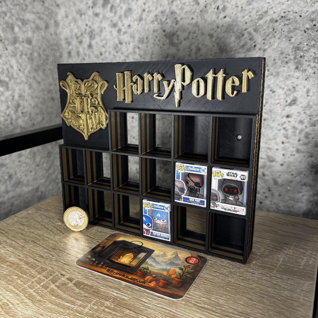 Display Shelf Organizer for 16 Bitty Pop boxes Harry Potter themed.