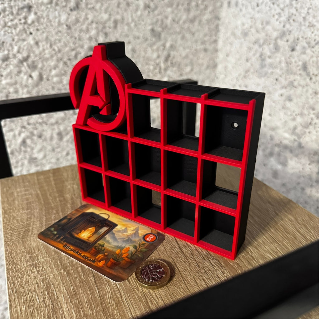 Display Shelf for Bitty Pop Avengers themed 16 slots stand organizer Red Black