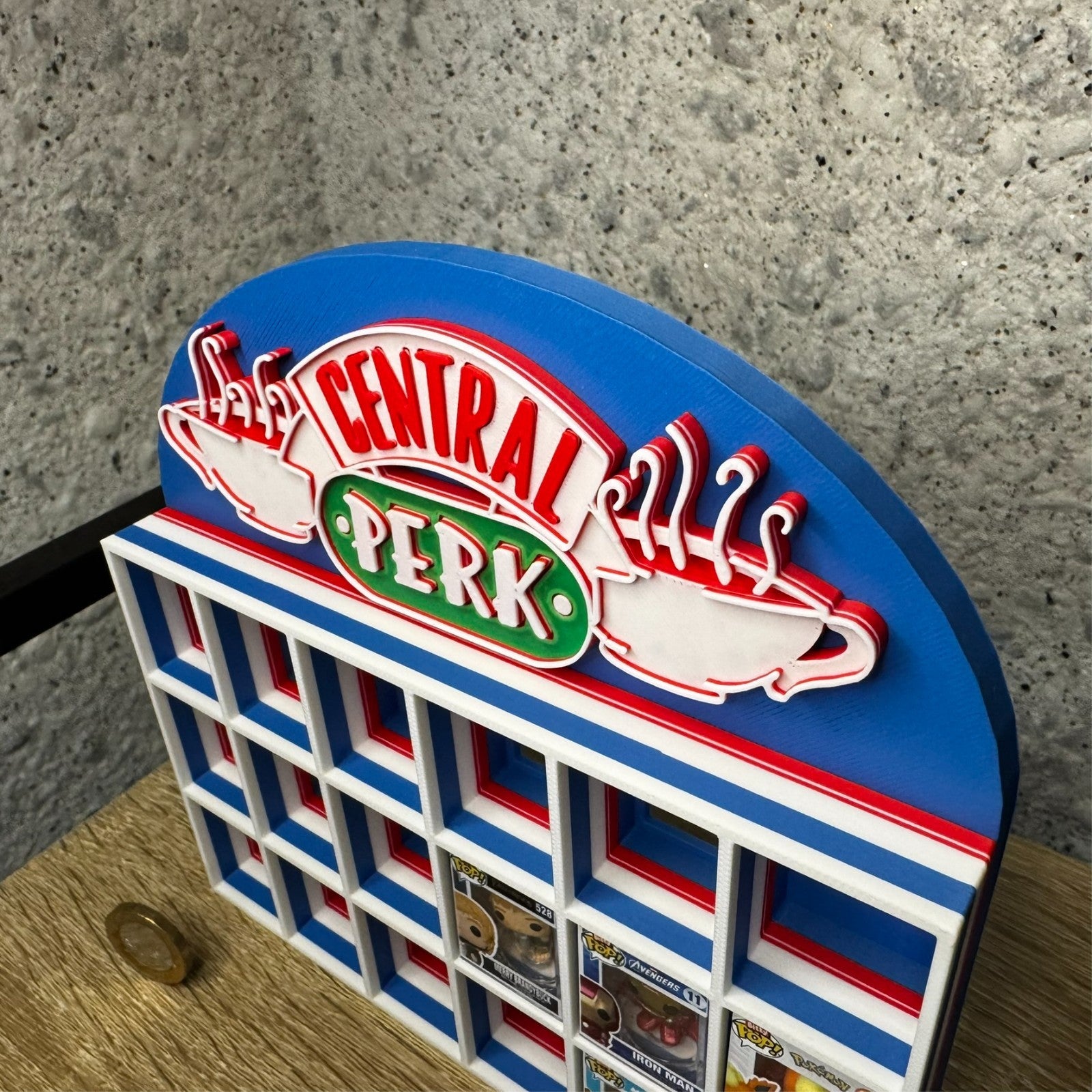 Display Shelf Organizer for 18 Bitty Pop boxes — Central Perk themed