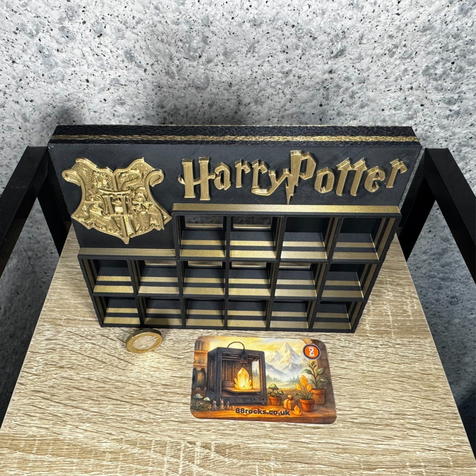 Display Shelf Organizer for 16 Bitty Pop boxes Harry Potter themed.
