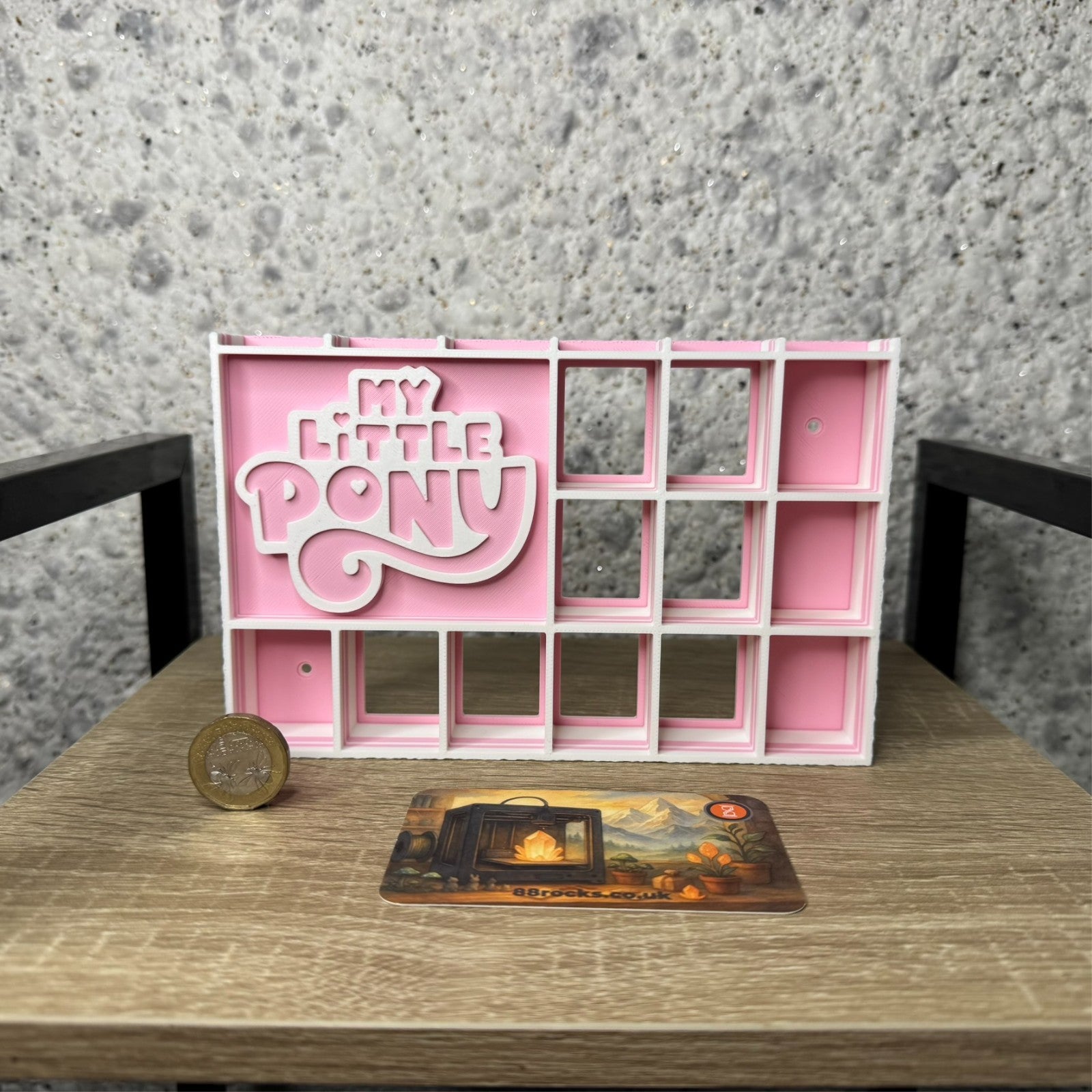 Display Shelf for Bitty Pop boxes My Little Pony themed Pink and White