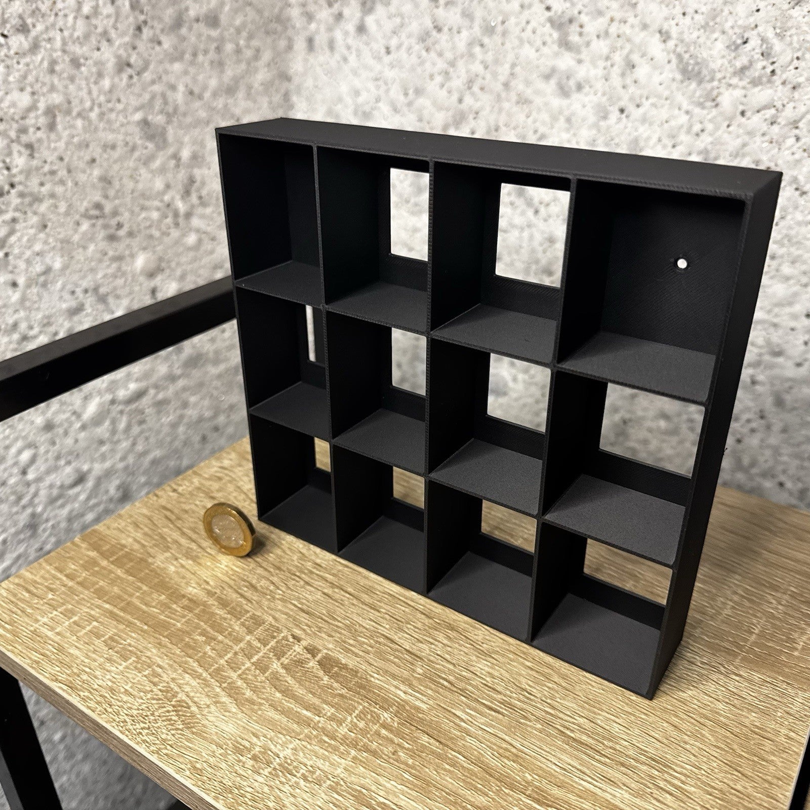 Display Shelf for Kinder Joy Figures — 12 Slots Black — Mini Toy Collector Stand