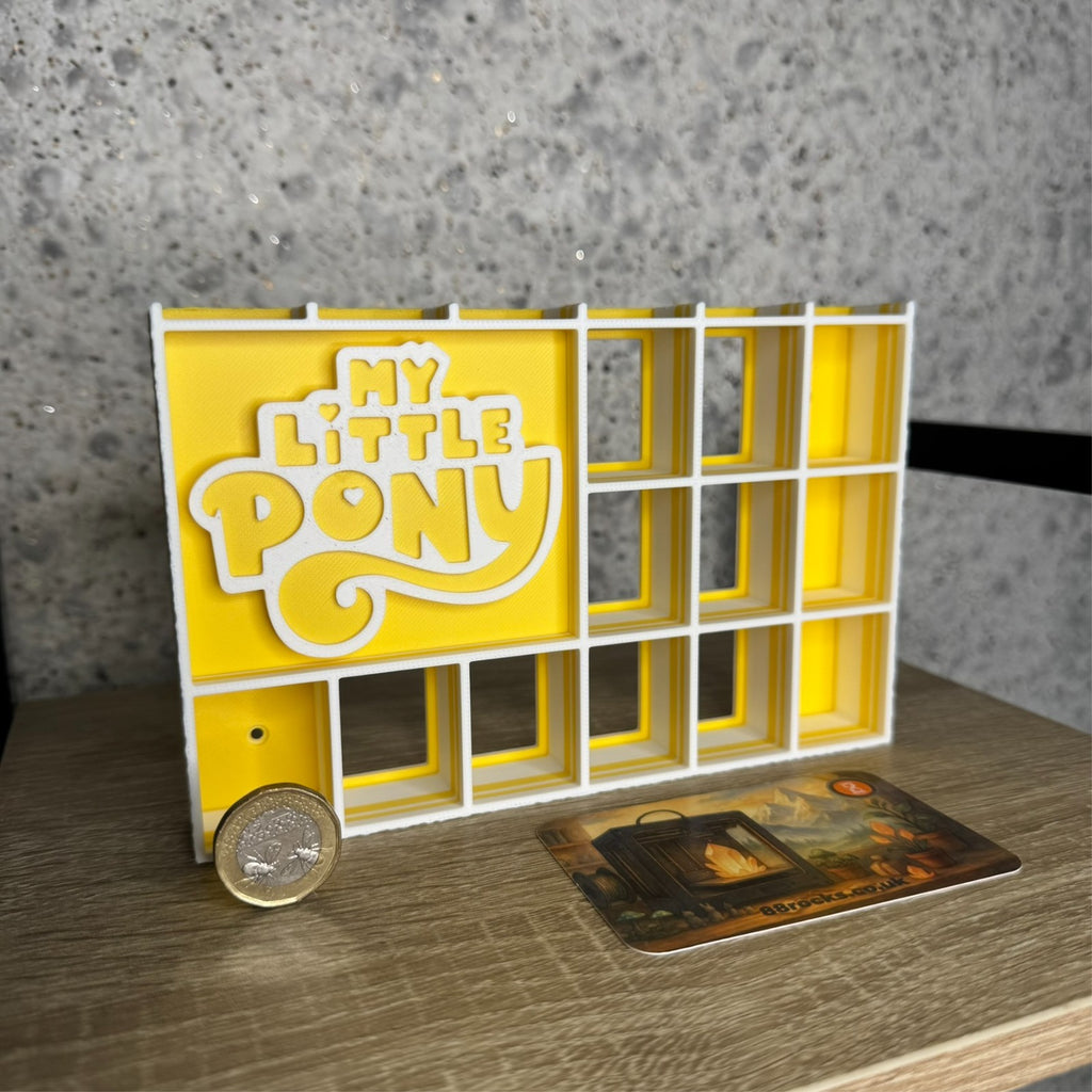 Display Shelf for Bitty Pop boxes My Little Pony themed Yellow and White