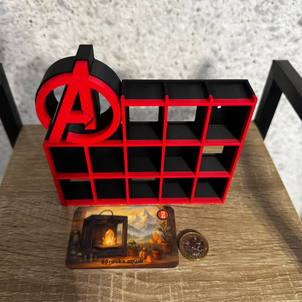 Display Shelf for Bitty Pop Avengers themed 16 slots stand organizer Red Black