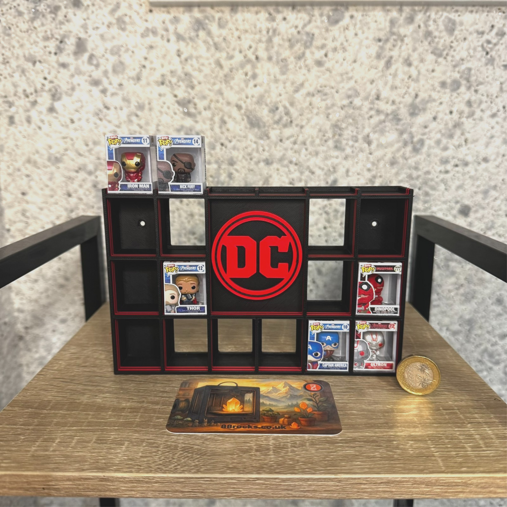 Display Shelf for Bitty Pop DC themed black red