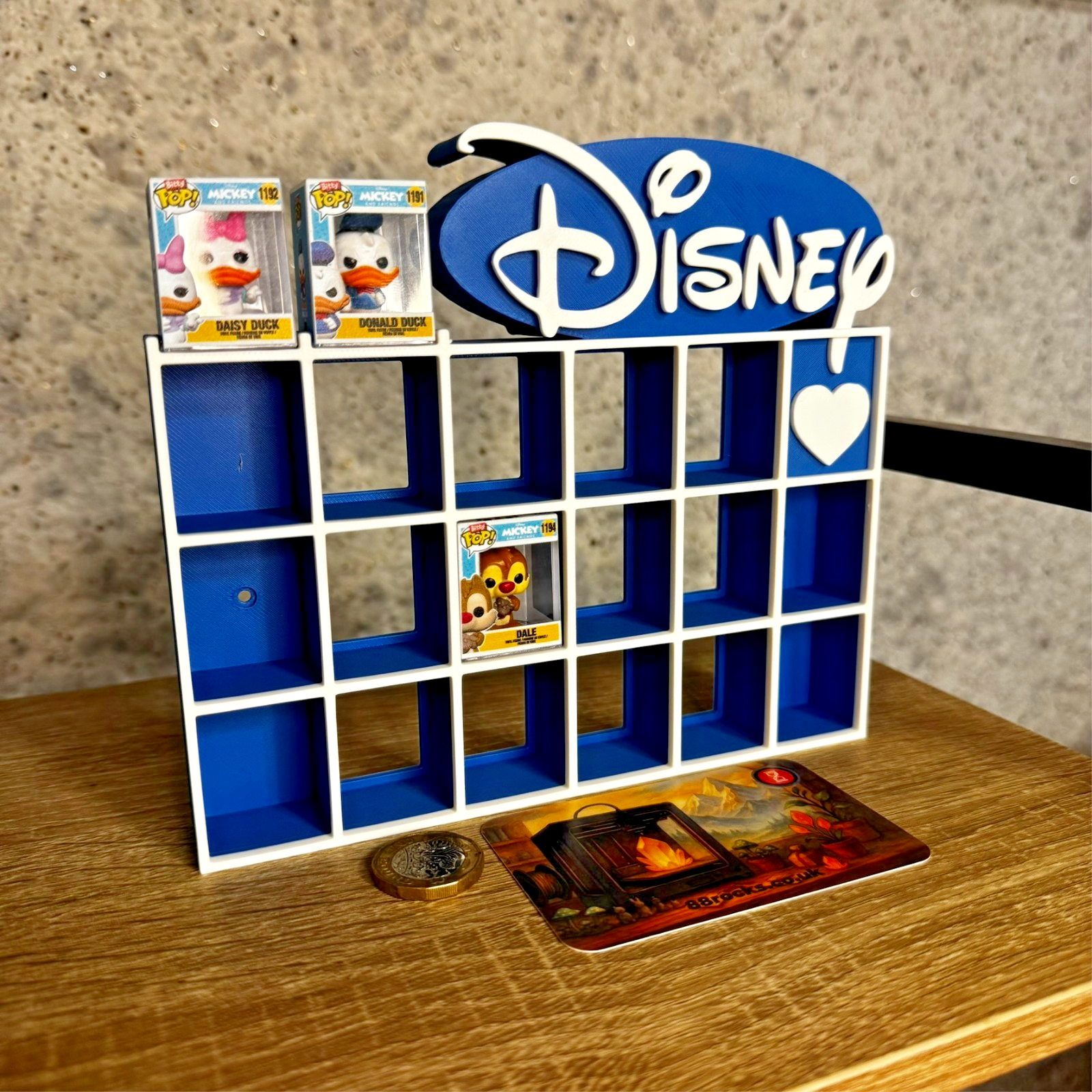 Display Shelf for Bitty Pop Disney themed 19 slots unit b&w