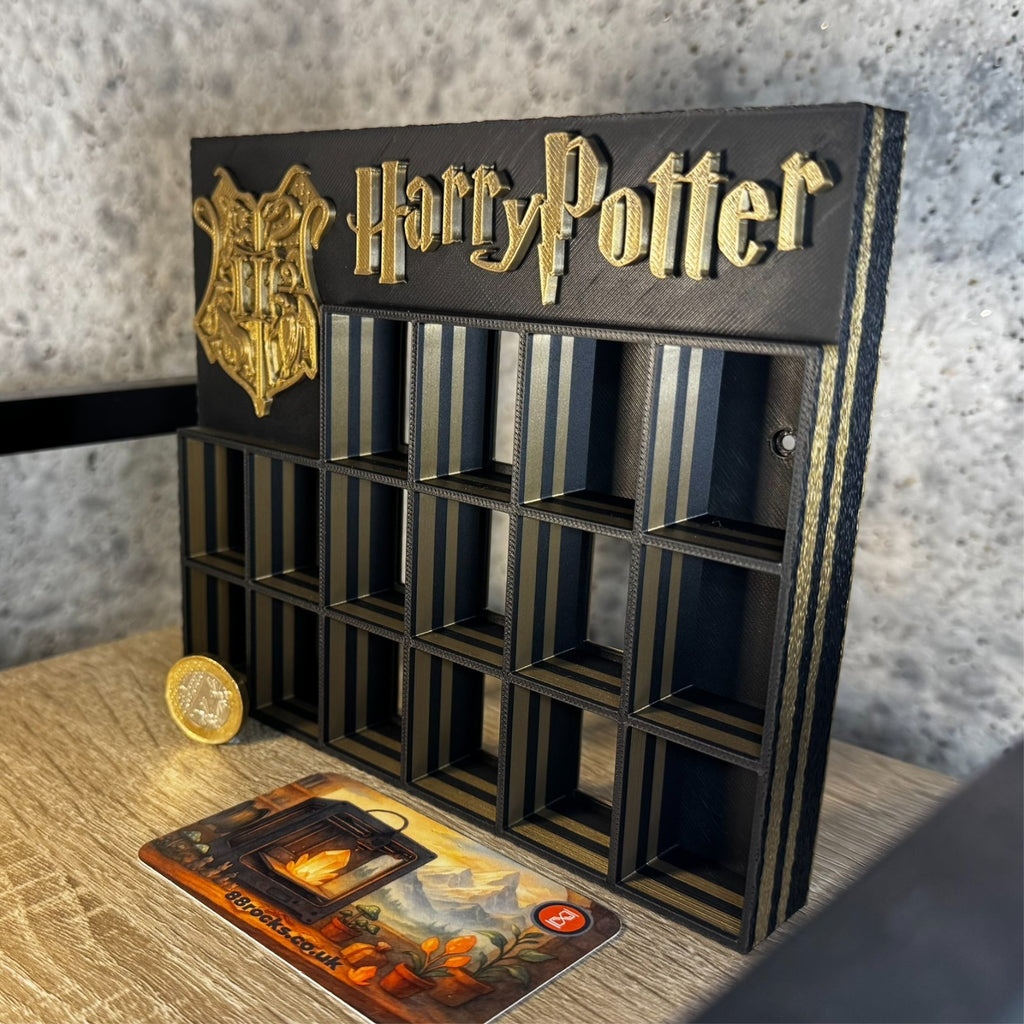 Display Shelf Organizer for 16 Bitty Pop boxes Harry Potter themed.