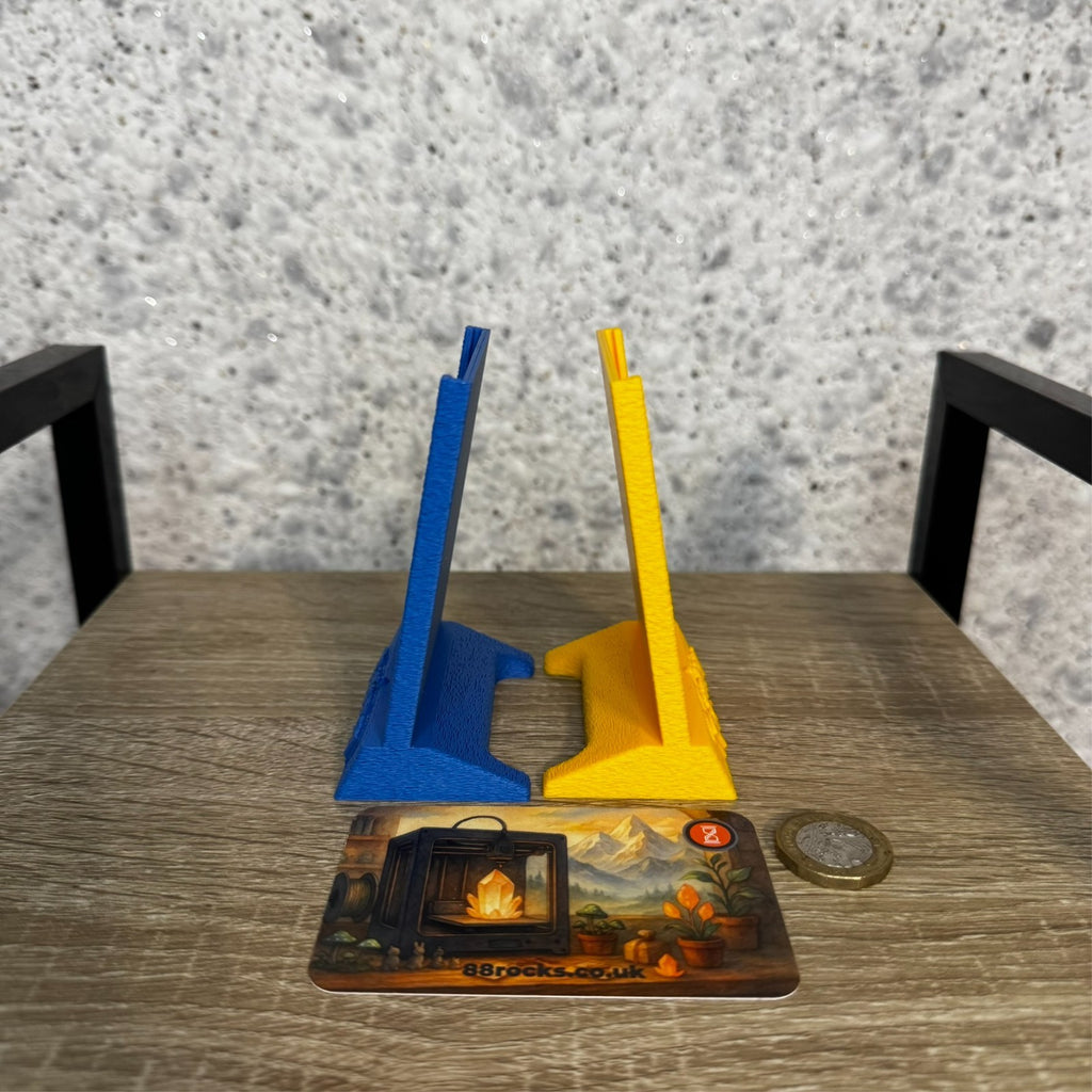 Set of 2 stands for collectible cards pokemon theme blue and yellow