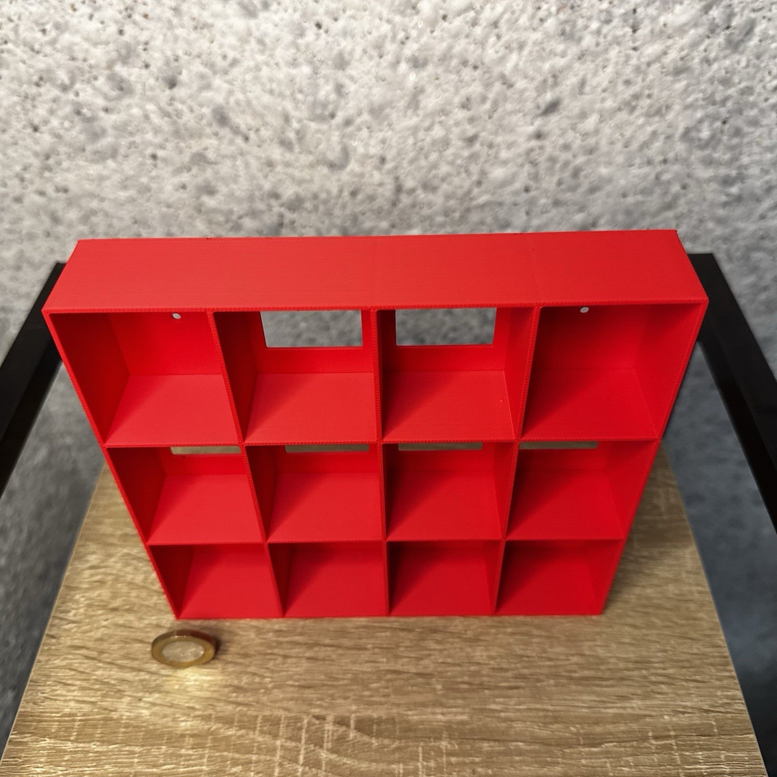 Display Shelf for Kinder Joy Figures — 12 Slots Red — Mini Toy Collector Stand