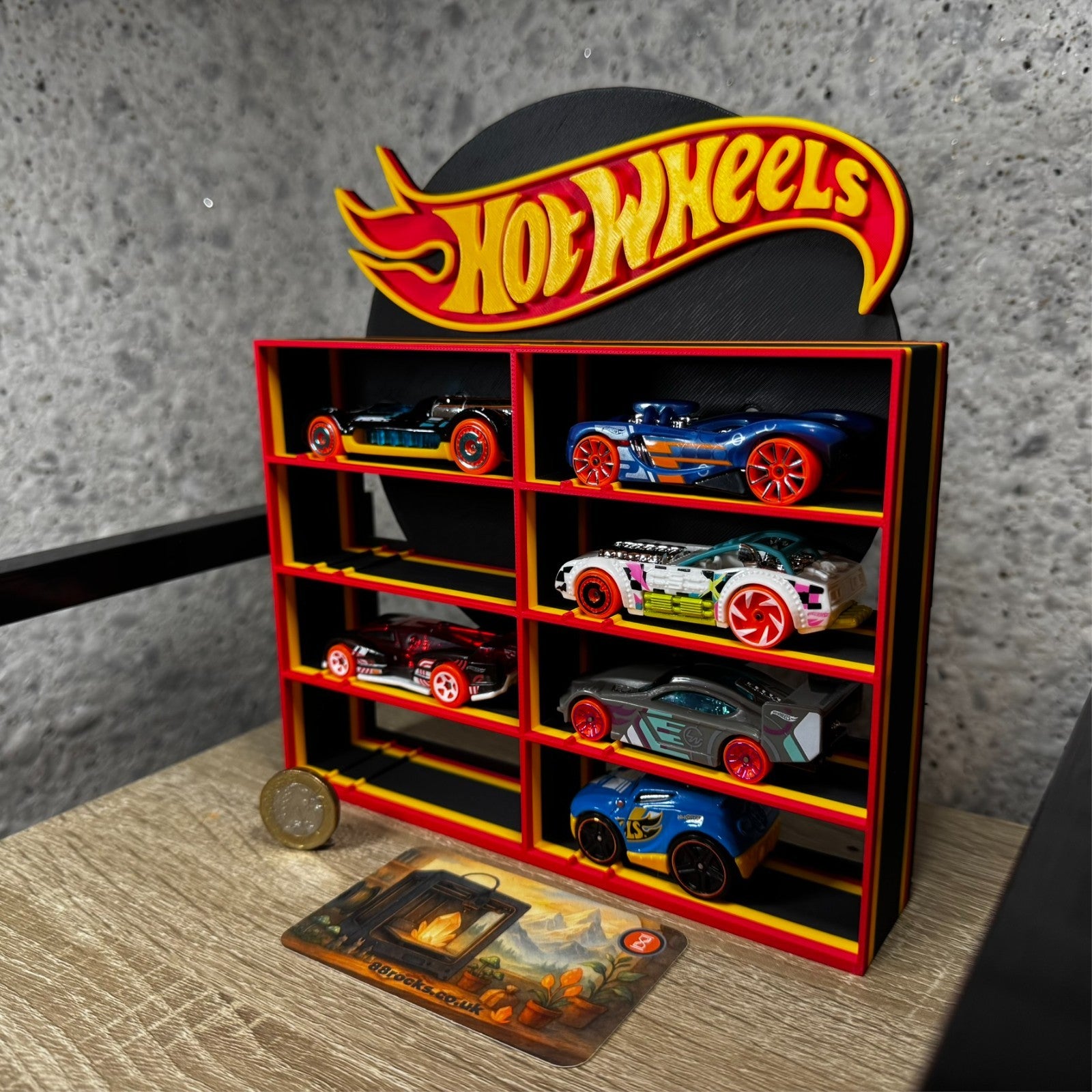 Display Shelf Organizer for Hot Wheels Cars – 8 Slots – 3D Printed