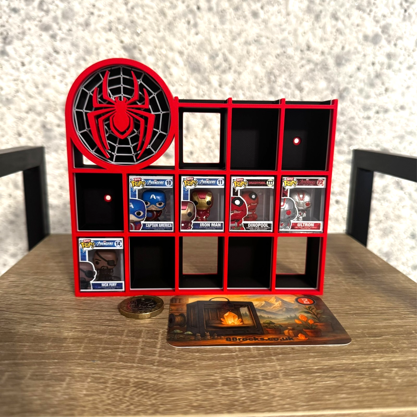 Display Shelf for Bitty Pop Spiderman themed 16 slots unit
