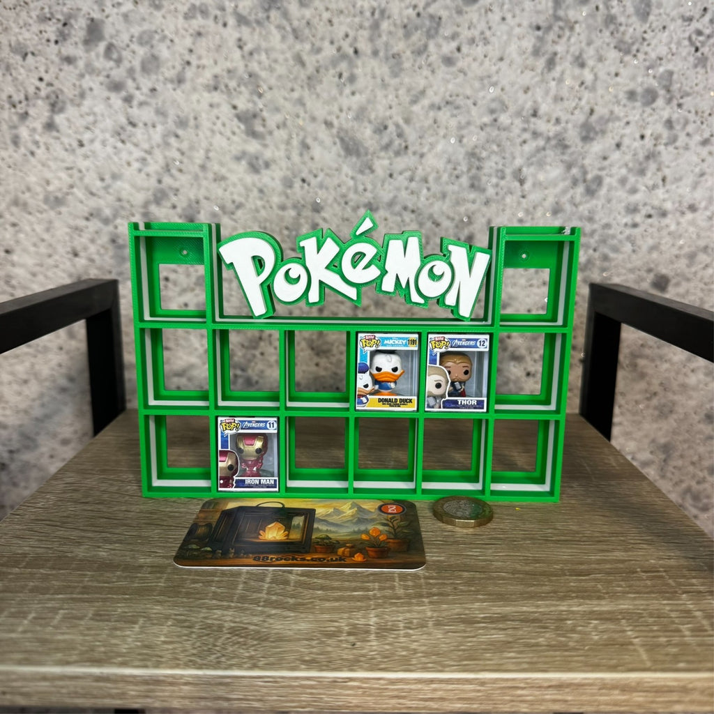 Display Shelf for Bitty Pop Pokemon themed 16 slots unit  (grass edition)
