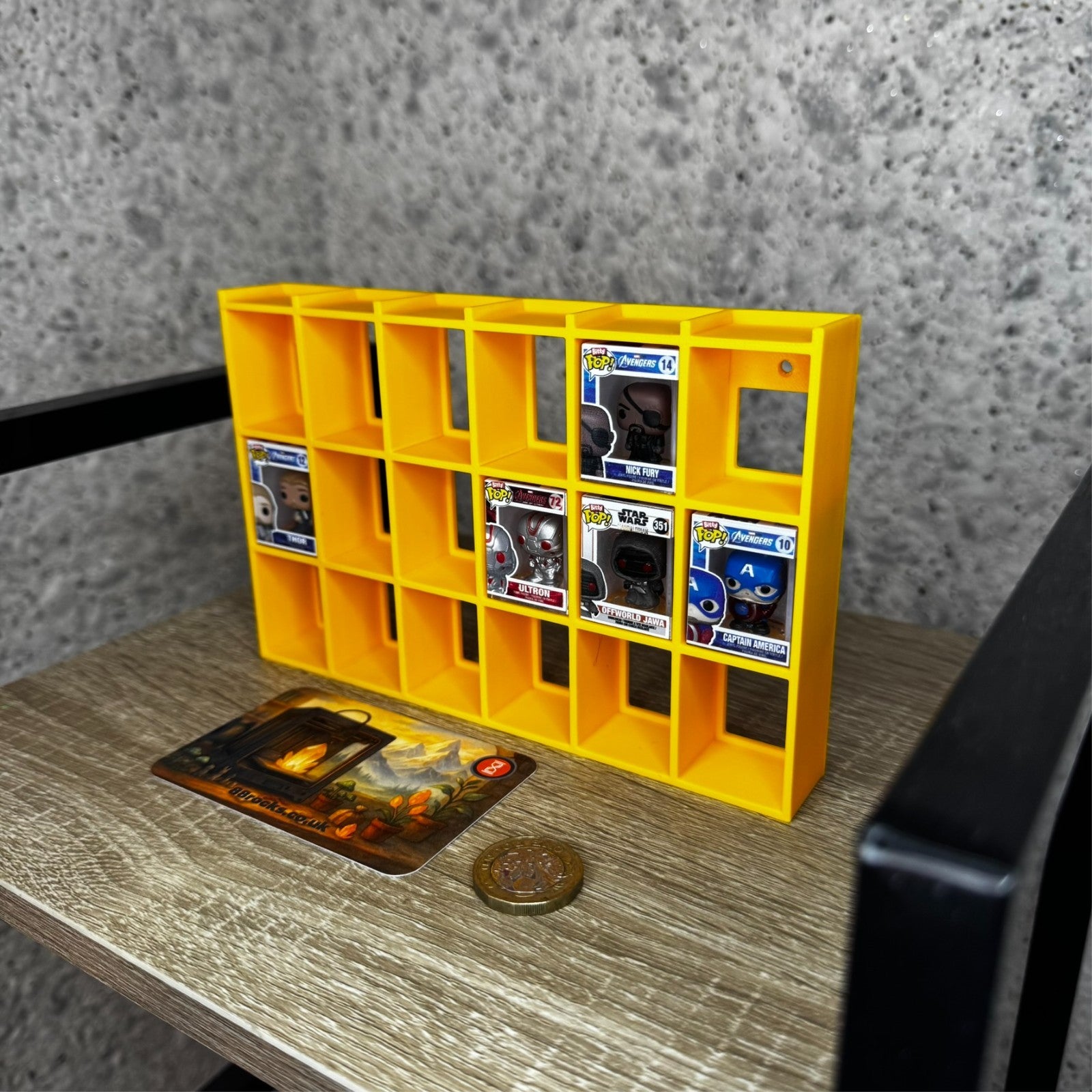 Display Shelf for Bitty Pop 24 slots yellow unit