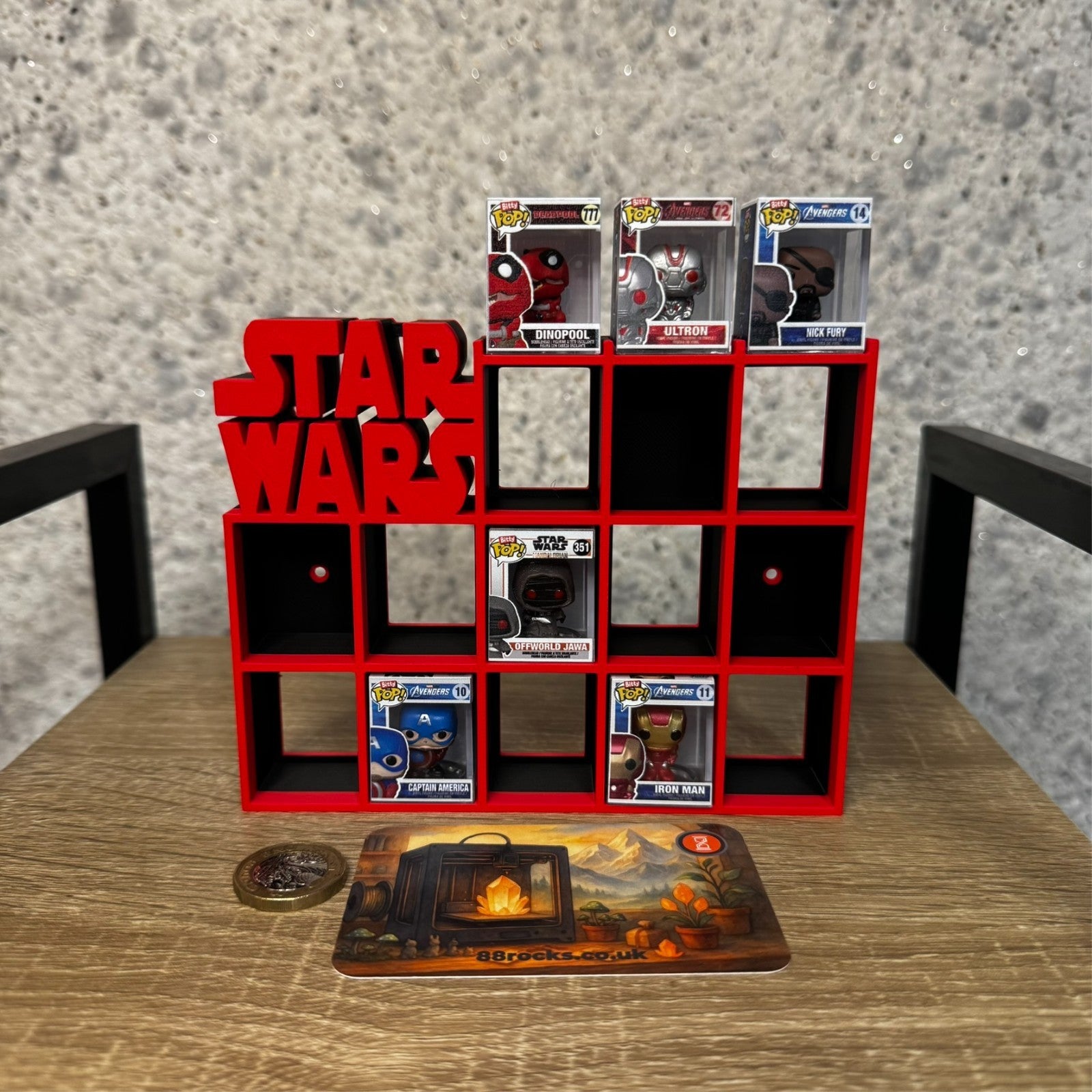 Display Shelf for Bitty Pop Star Wars themed 16 slots organizer