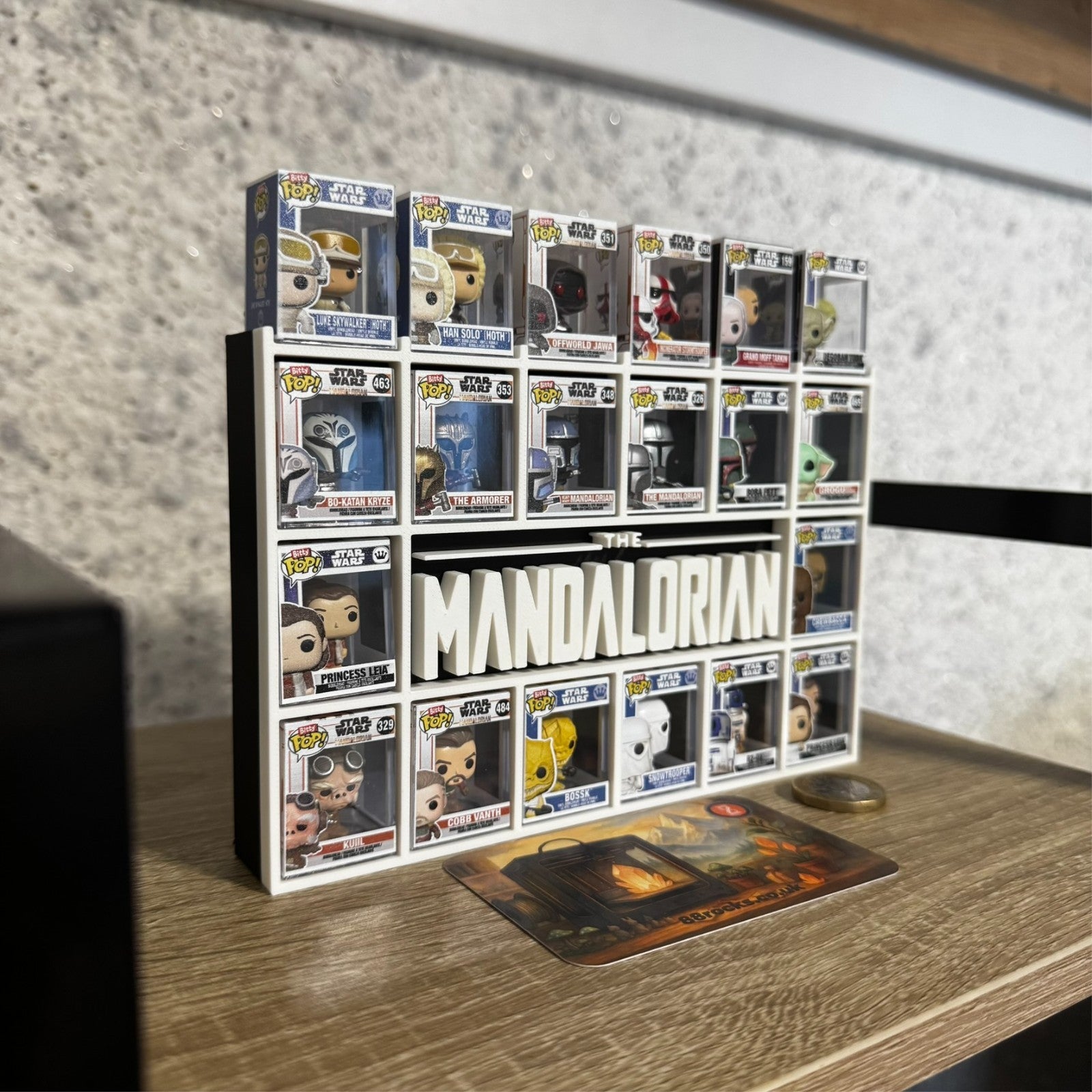 Display Shelf for Bitty Pop in mandalorian themed 20 slots organizer