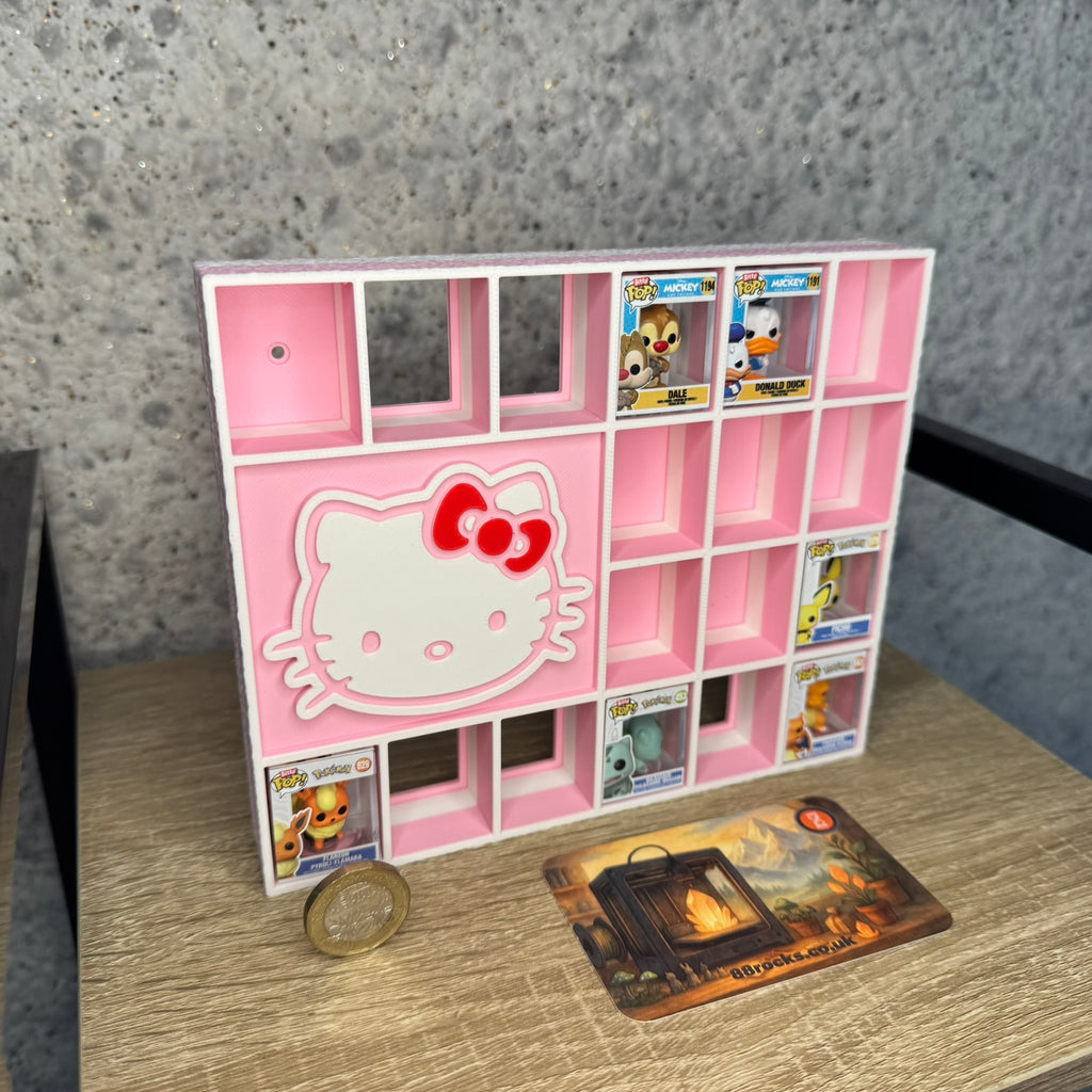 Display Shelf Organizer for Bitty Pop boxes-Hello Kitty themed, 18 slots