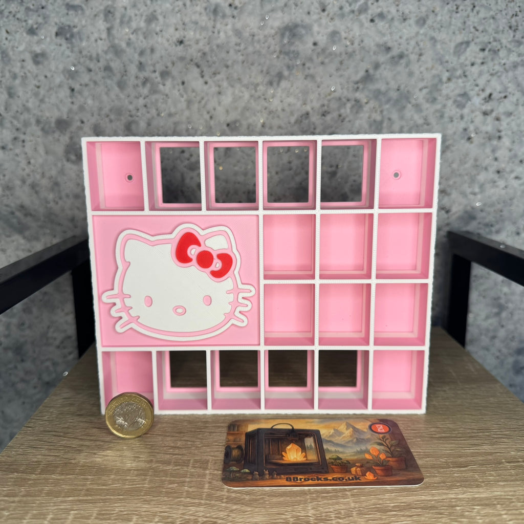 Display Shelf Organizer for Bitty Pop boxes-Hello Kitty themed, 18 slots