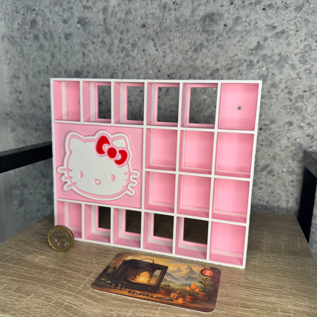 Display Shelf Organizer for Bitty Pop boxes-Hello Kitty themed, 18 slots
