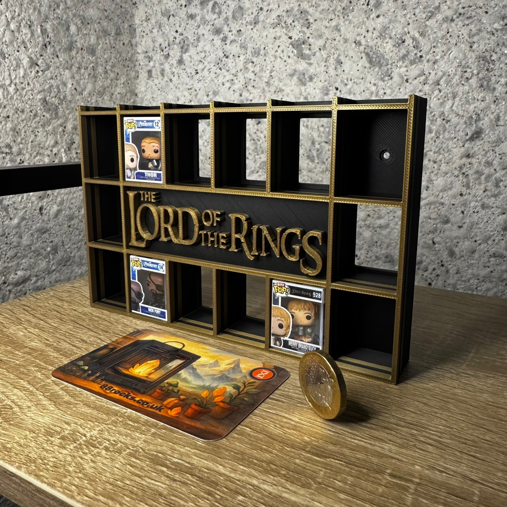 Display Shelf for Bitty Pop The Lord of the Rings themed 20 slots bronze