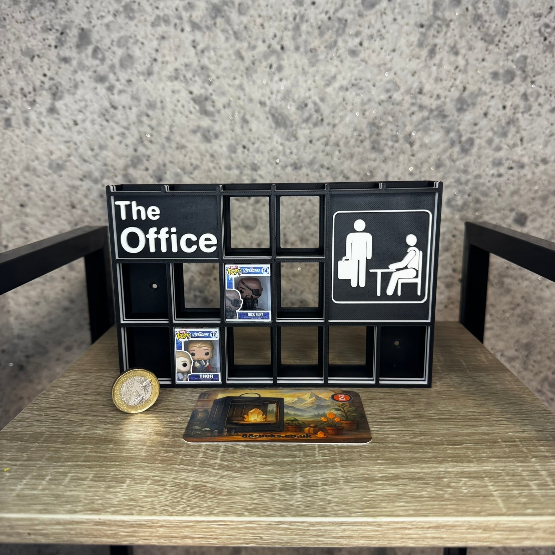 Shelf for Bitty Pop The Office themed, 18 slots